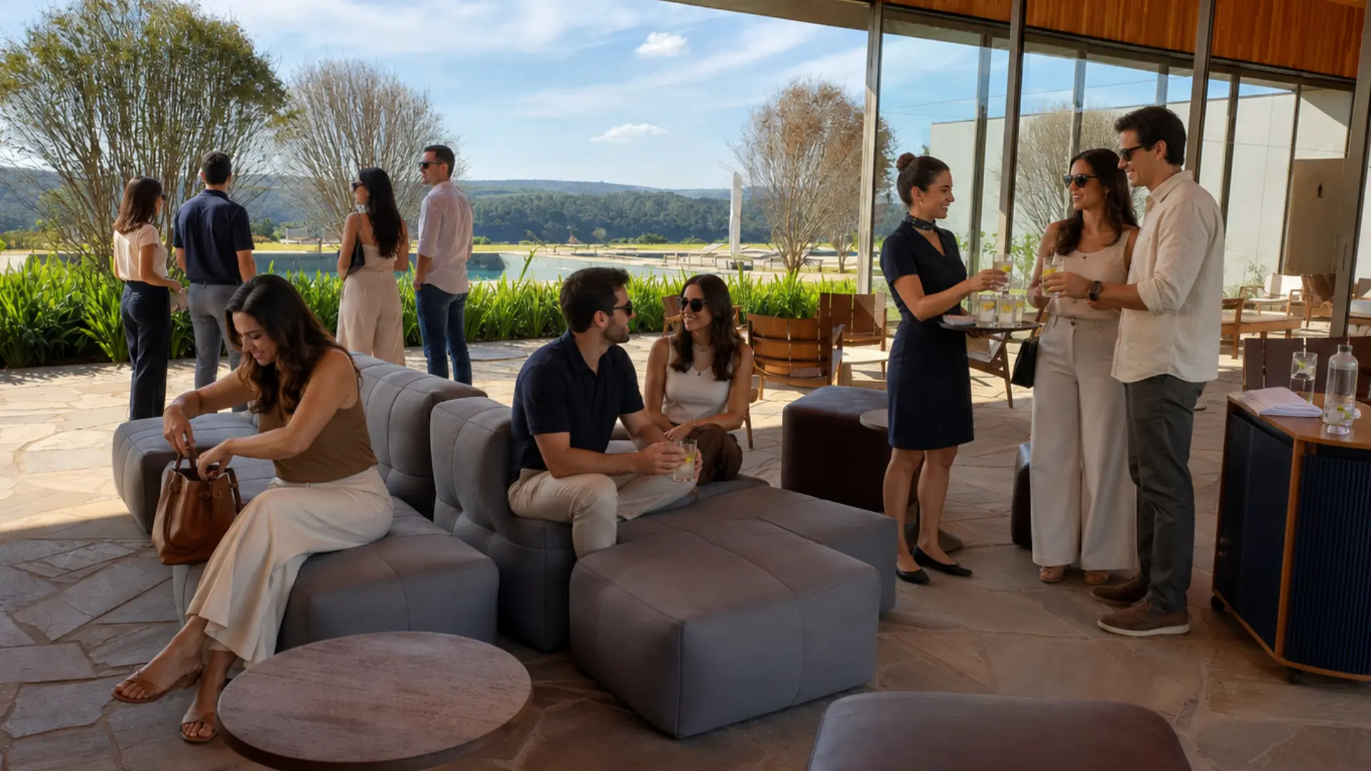 Convidados no lounge do Portofino